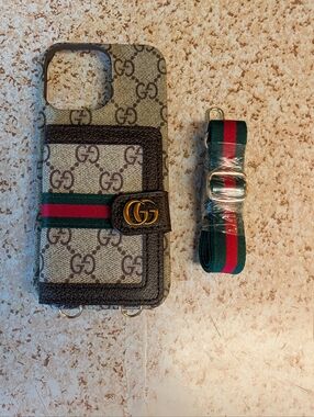 iPhone 16 Pro Max Brown Red/ Green Crossbody Phone Case